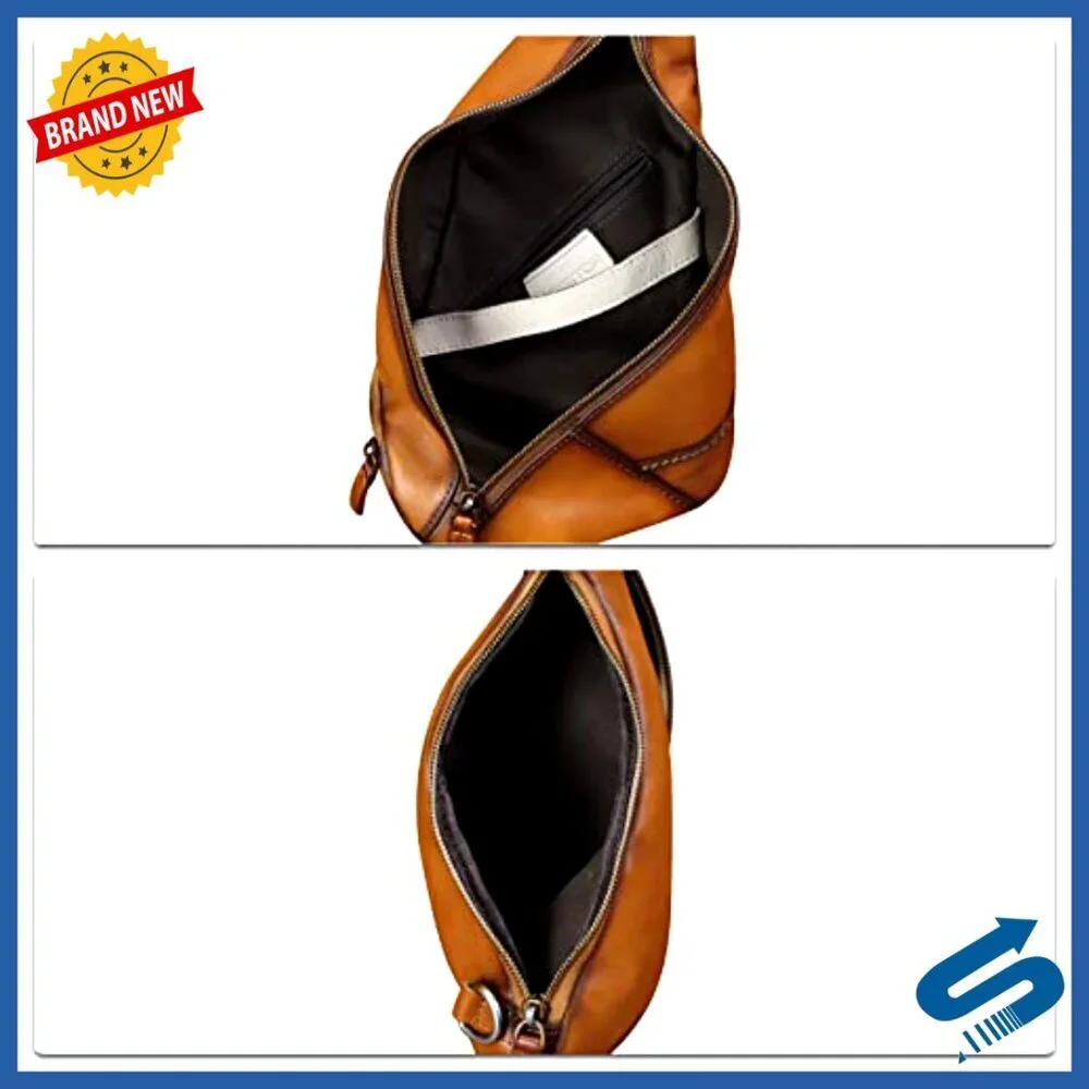 Genuine Leather Sling Backpack Crossbody Shoulder Bag Daypack